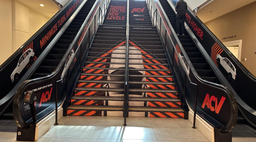 An example of branded stairs, a sponsorship opportunity with ACP conferences and events.