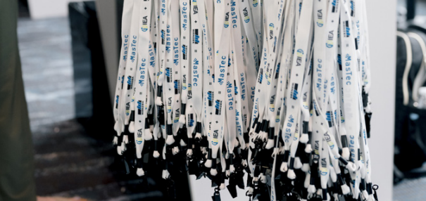 A bunch of lanyards at ACP CLEANPOWER Conference, a sponsorship opportunity.